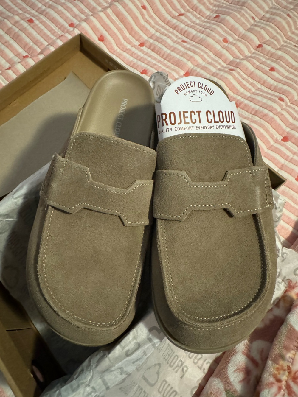 NWT Project Cloud Suede Slip-On Loafers — Taupe - Women’s Size 8 - Picture 2 of 5